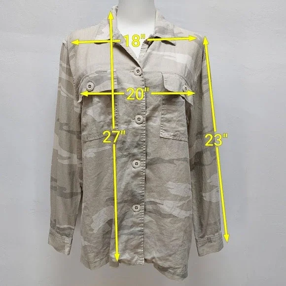 Rails Everett Desert Camo Shirt Women's XS Beige Linen Blend Utility Military - Picture 8 of 8